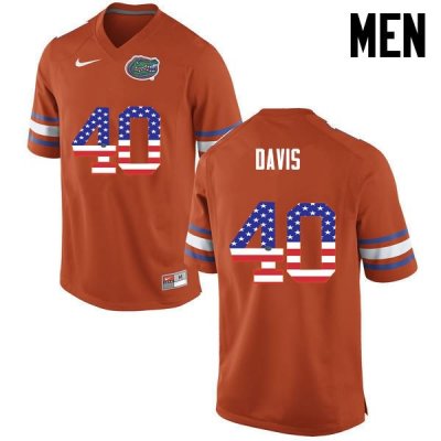 Men's Florida Gators #40 Jarrad Davis NCAA Nike Orange USA Flag Fashion Authentic Stitched College Football Jersey WKR5562VX